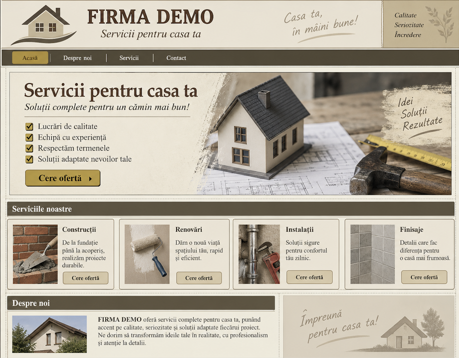 Website demonstrativ înainte de reconstrucție
